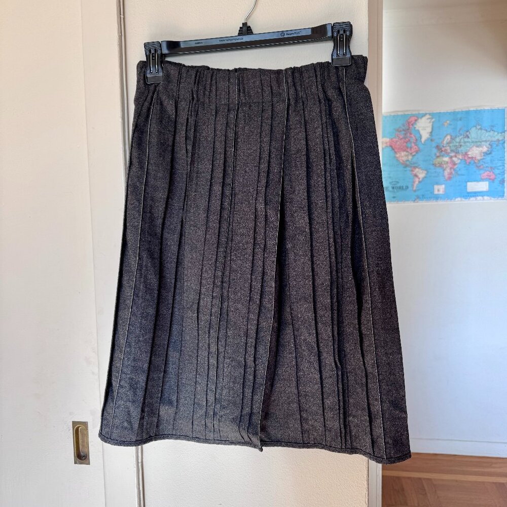 Brunello Cucinelli Gray  Wool Pleated mini Skirt with Monili Trim IT 38 US 2